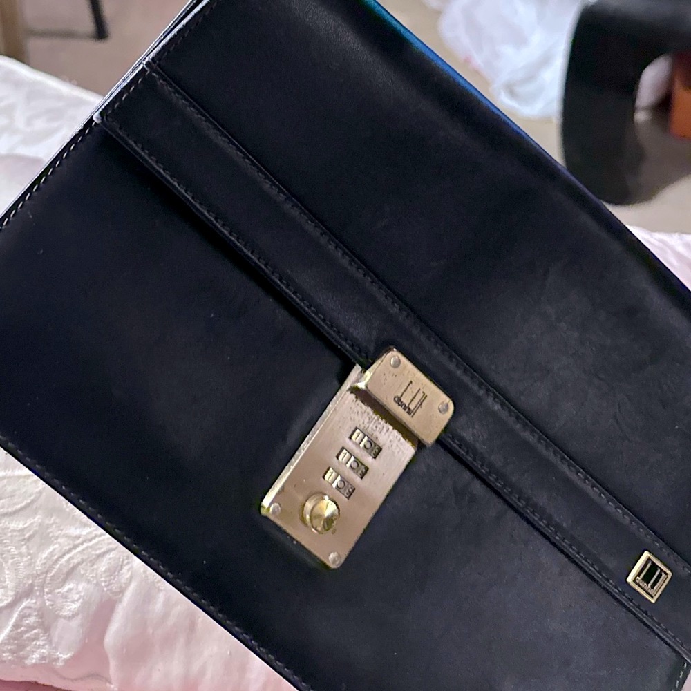 Dunhill Leather Combination Lock Crossbody Messenger bag w wristlet and handle